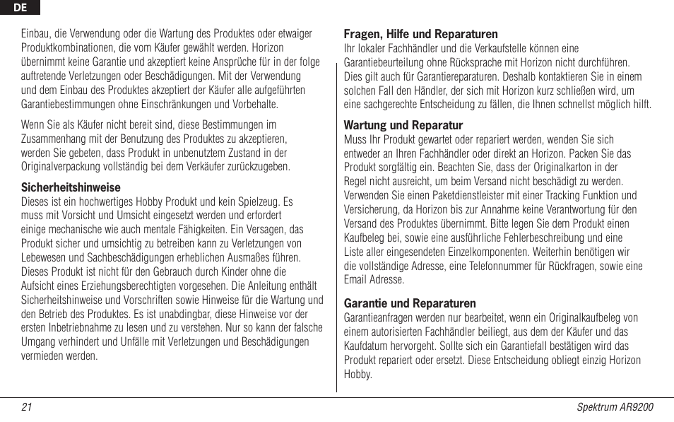 Spektrum SPMAR9200 User Manual | Page 43 / 92