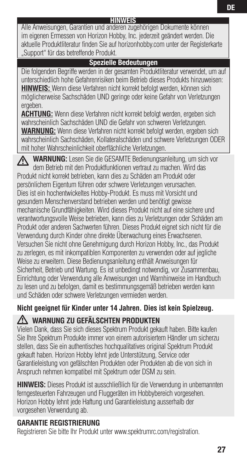 Spektrum SPMAR9110 User Manual | Page 27 / 100