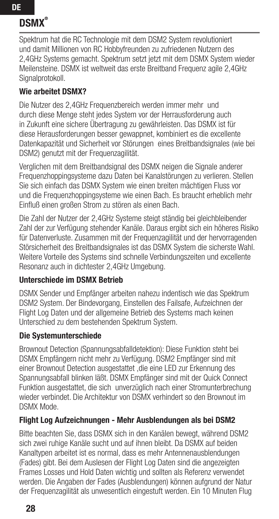 Dsmx | Spektrum SPMAR9110 User Manual | Page 28 / 100