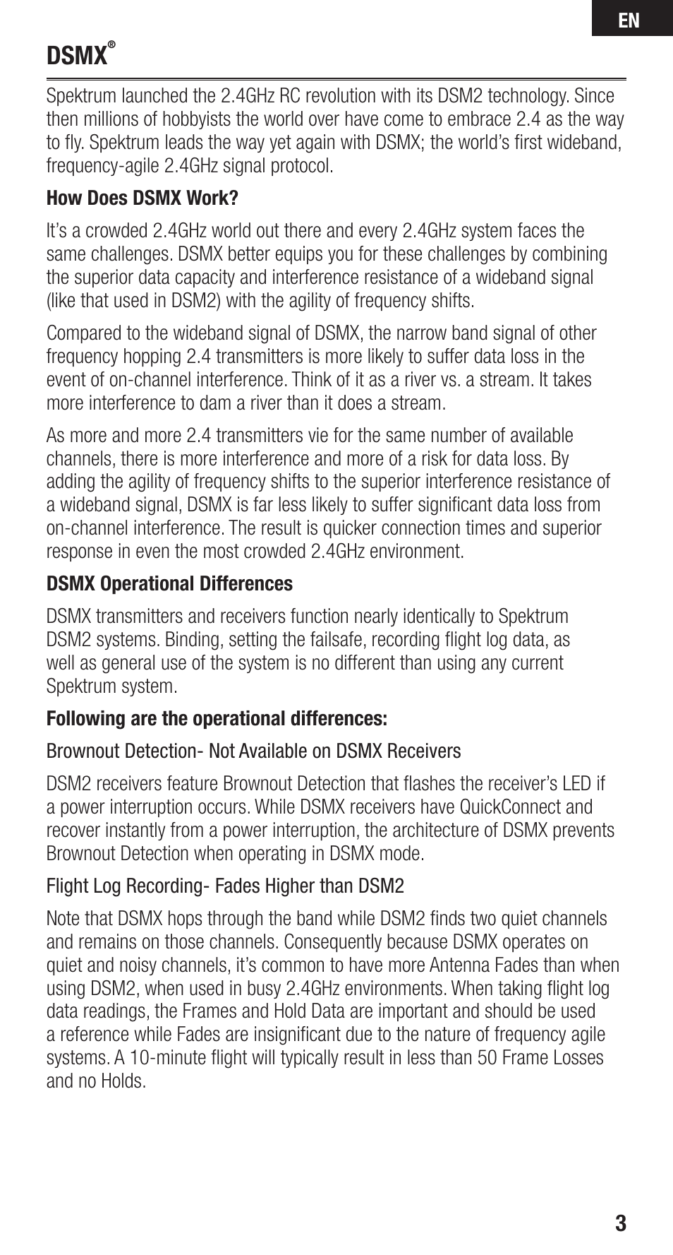 Dsmx | Spektrum SPMAR9110 User Manual | Page 3 / 100