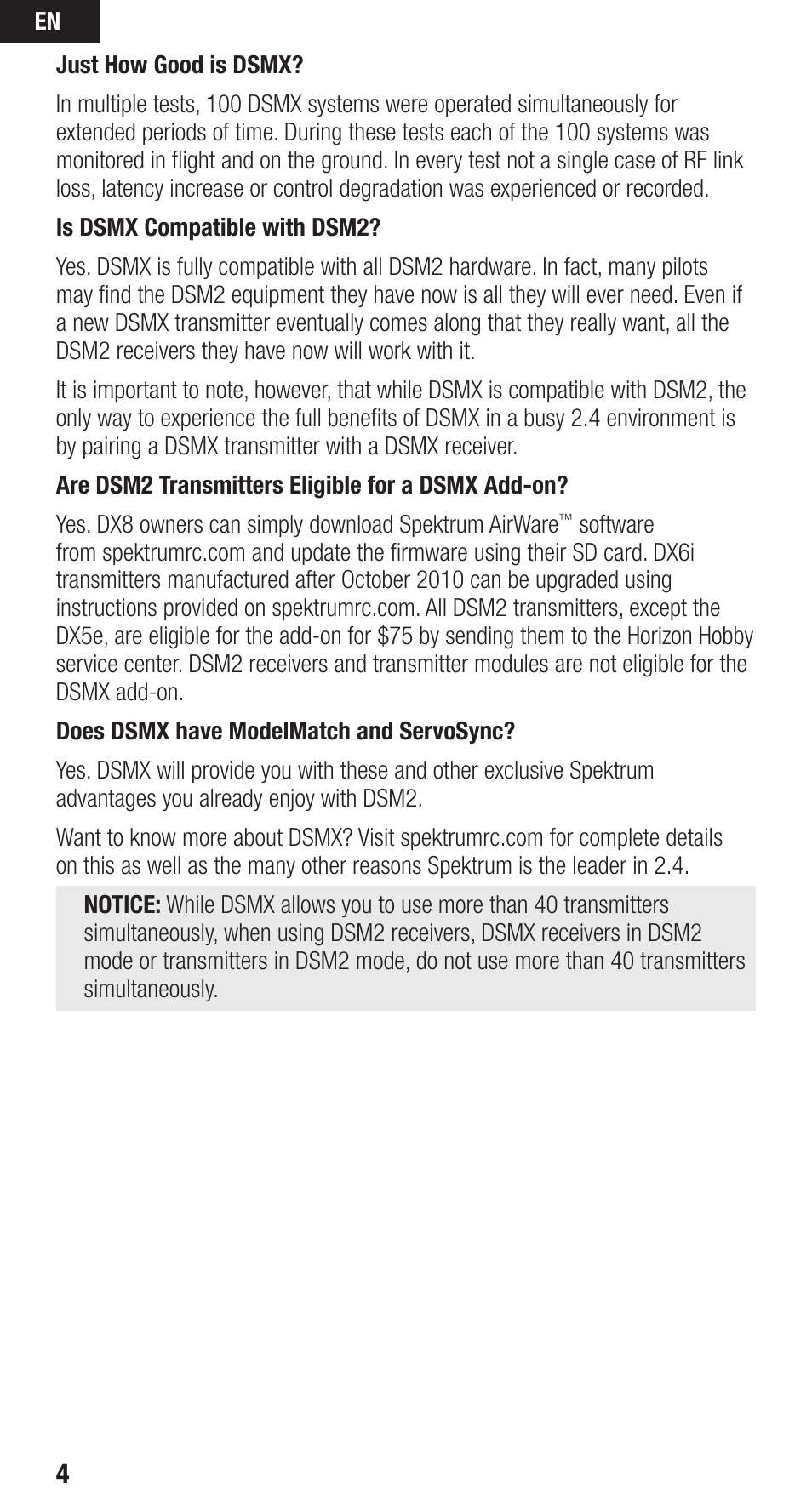 Spektrum SPMAR9110 User Manual | Page 4 / 100