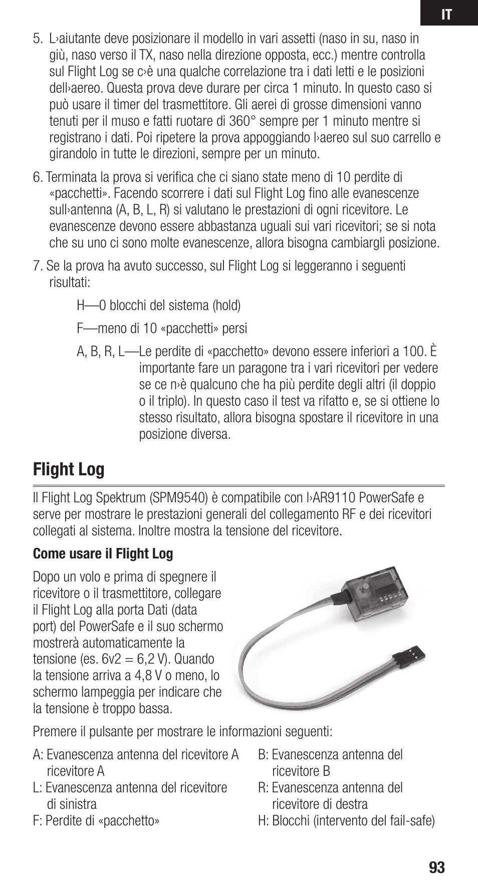 Flight log | Spektrum SPMAR9110 User Manual | Page 93 / 100