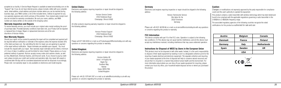 Spektrum SPMAR9100 User Manual | Page 14 / 14