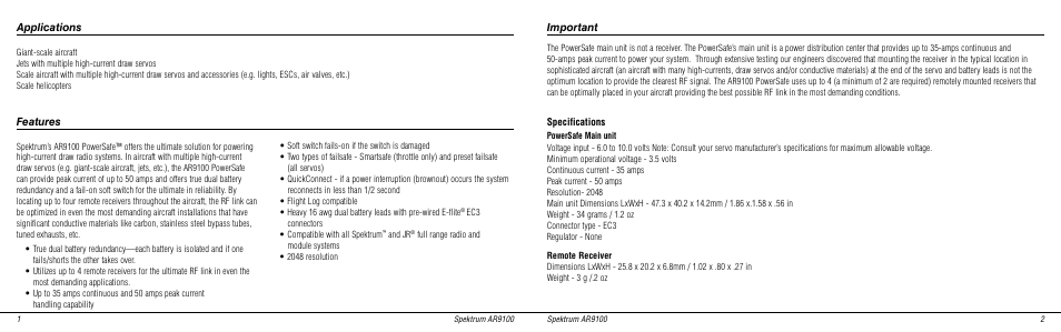 Spektrum SPMAR9100 User Manual | Page 2 / 14