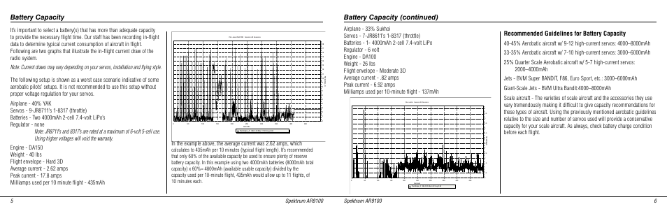 Battery capacity, Battery capacity (continued), Recommended guidelines for battery capacity | Spektrum SPMAR9100 User Manual | Page 4 / 14