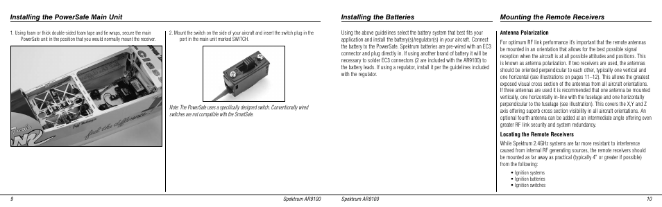 Mounting the remote receivers | Spektrum SPMAR9100 User Manual | Page 6 / 14