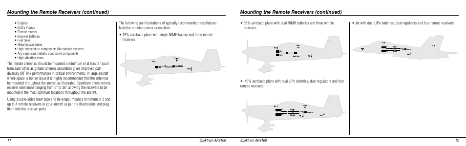 Mounting the remote receivers (continued) | Spektrum SPMAR9100 User Manual | Page 7 / 14