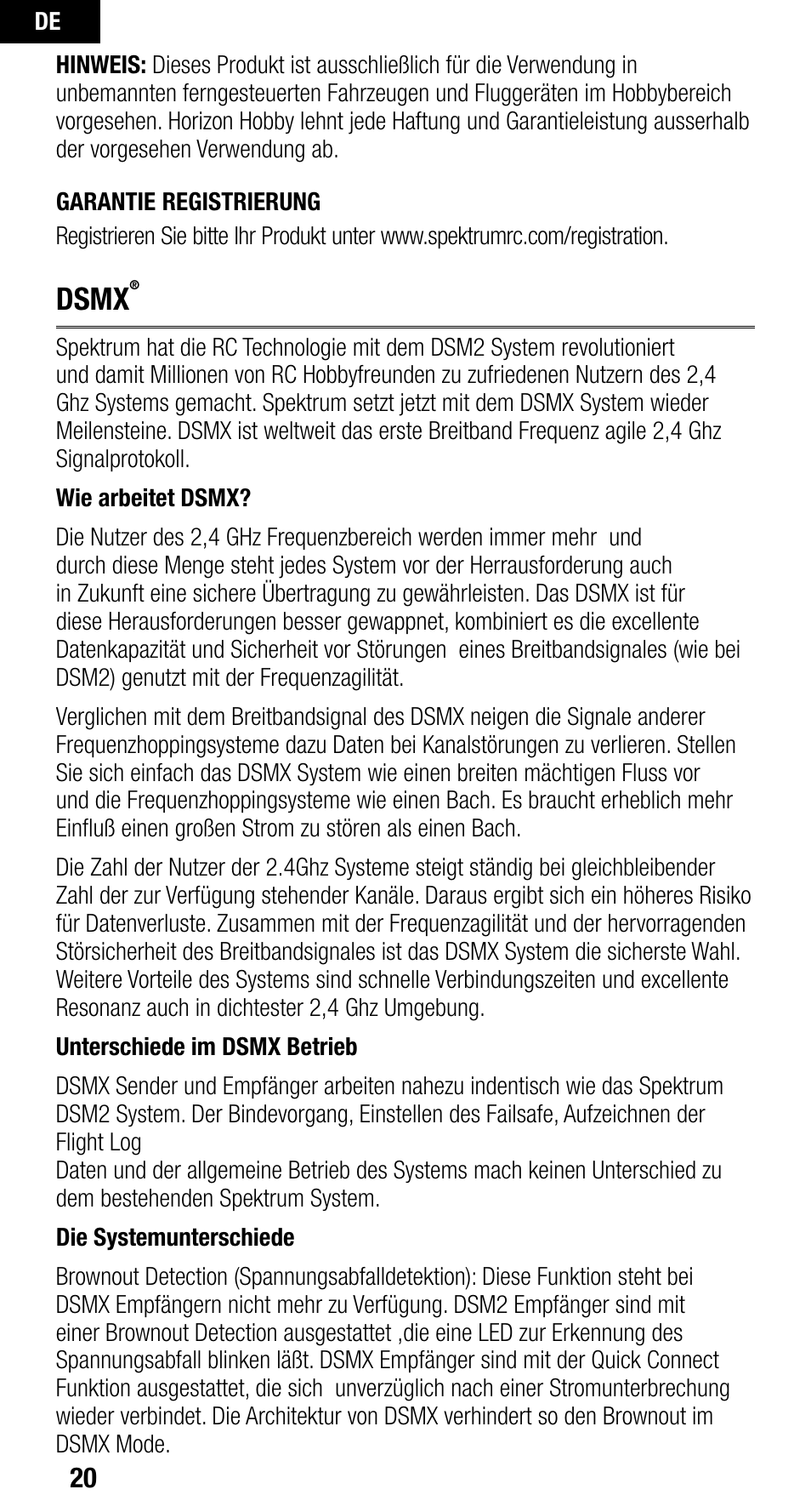 Dsmx | Spektrum SPMAR9010 User Manual | Page 20 / 72
