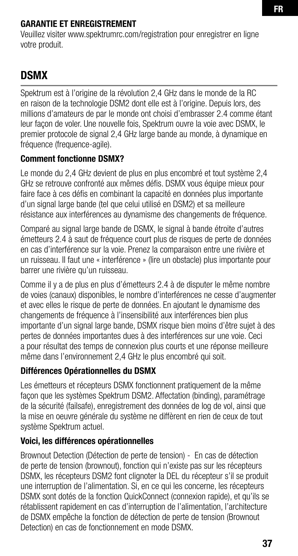 Dsmx | Spektrum SPMAR9010 User Manual | Page 37 / 72