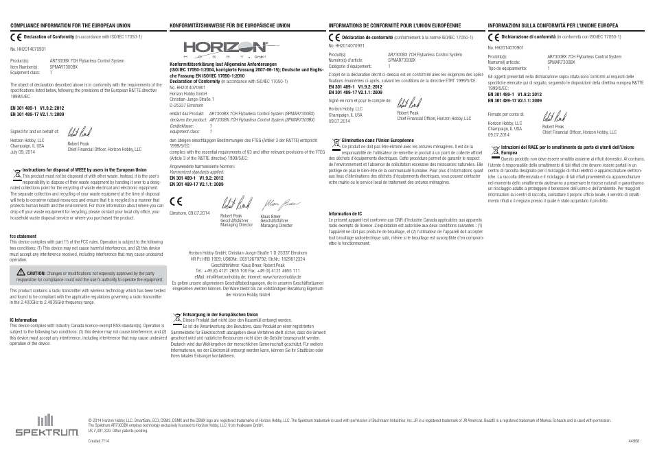 Spektrum SPMAR7300BX User Manual | Page 2 / 2