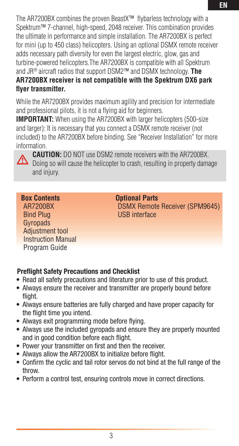 Spektrum SPMAR7200BX User Manual | Page 3 / 38