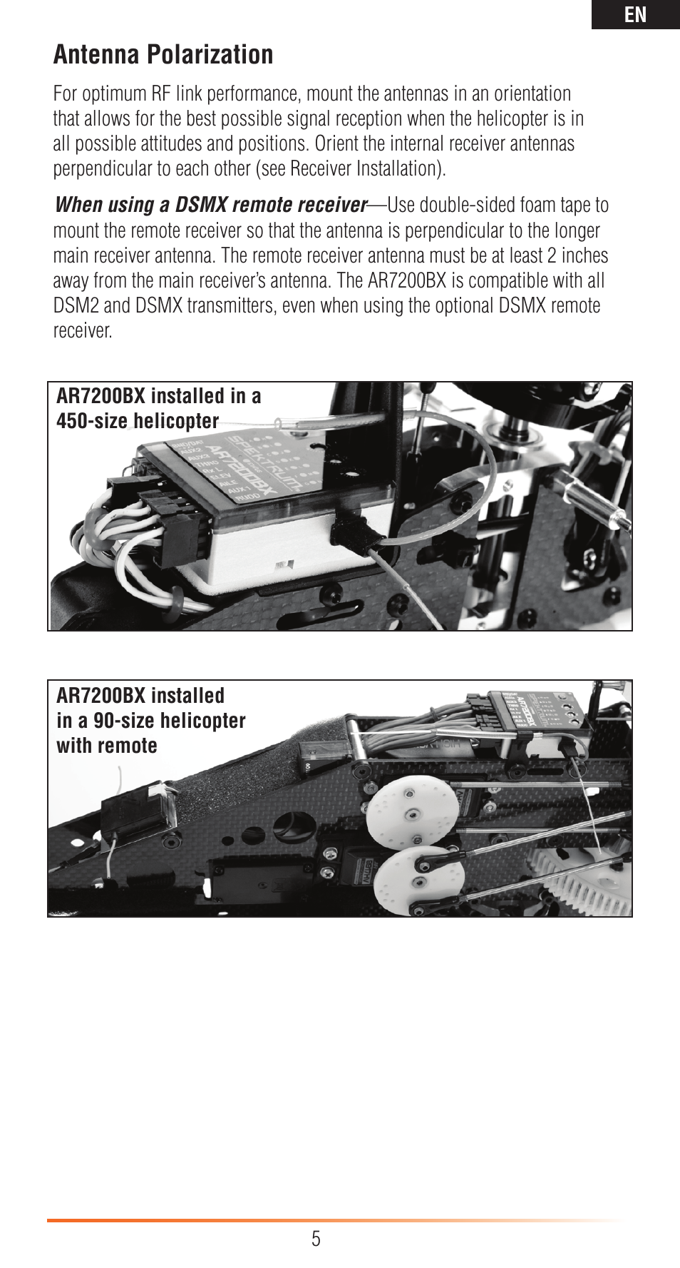 Antenna polarization | Spektrum SPMAR7200BX User Manual | Page 5 / 38