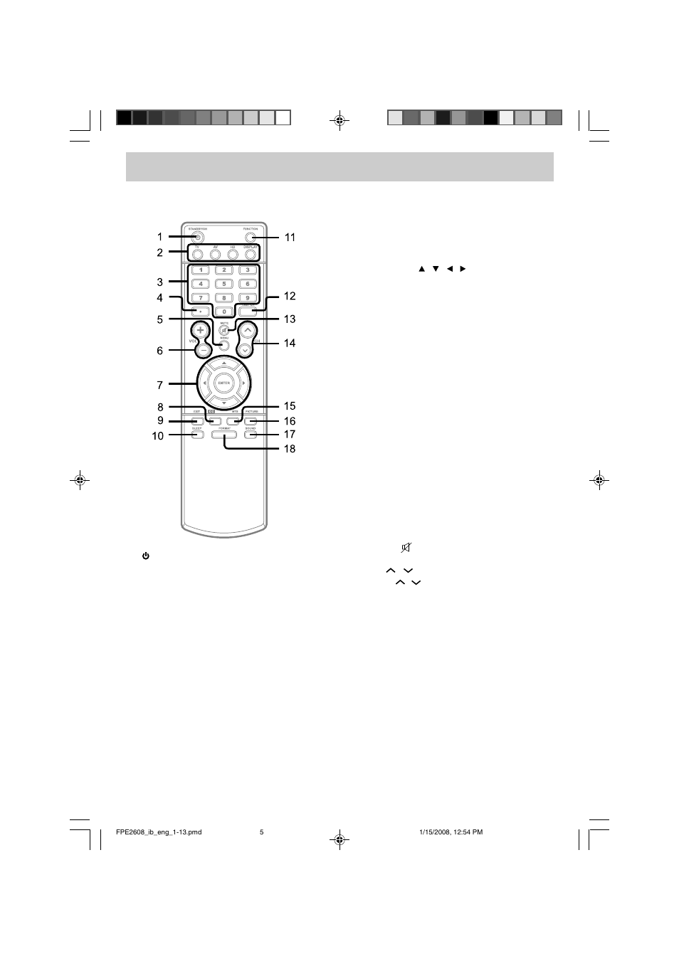 Control reference guide | Audiovox FPE2608 User Manual | Page 6 / 22