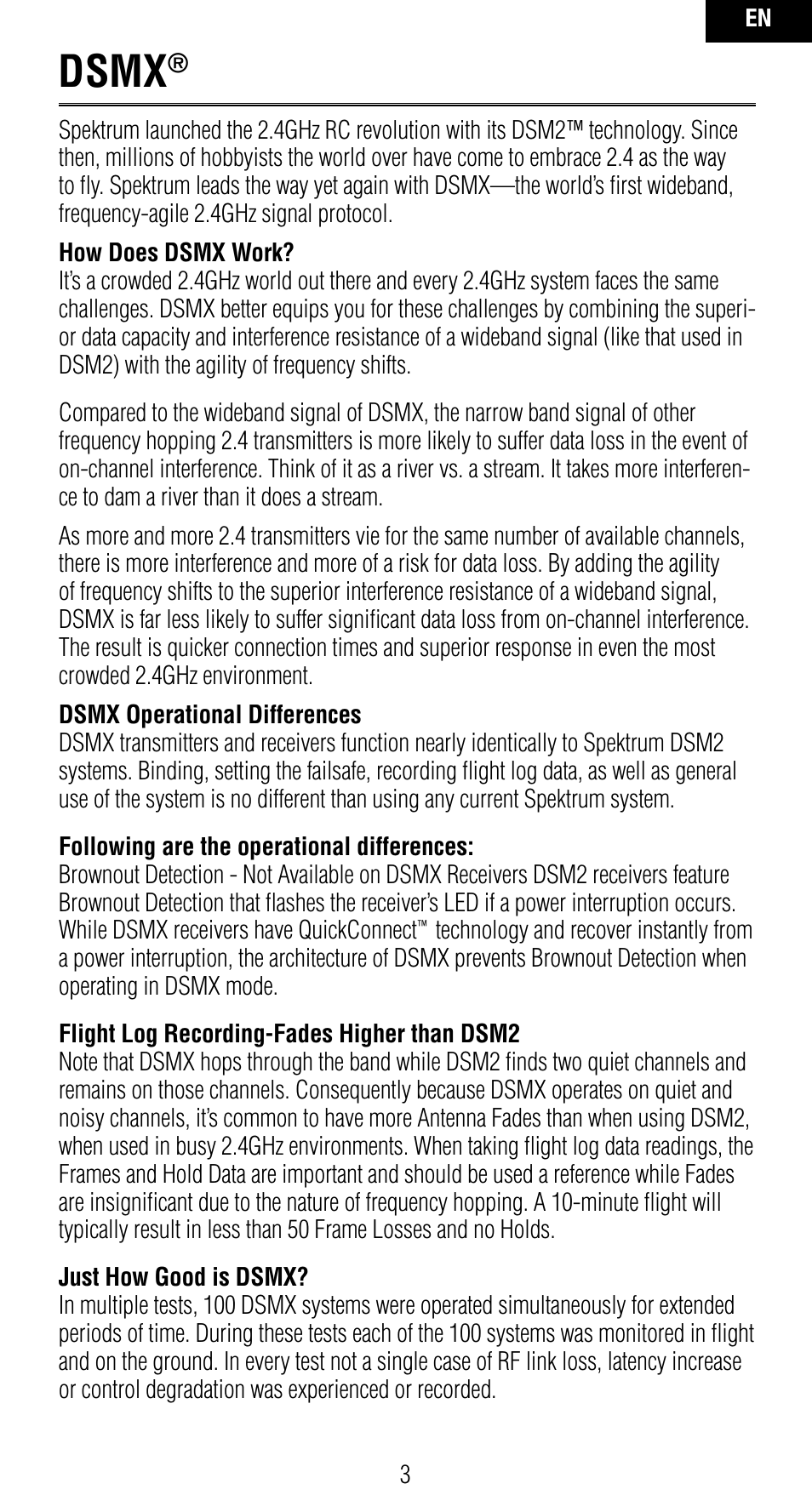 Dsmx | Spektrum SPMAR7010 User Manual | Page 3 / 72