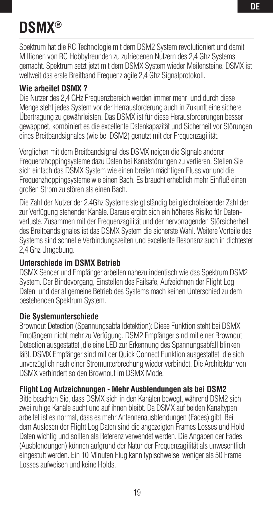 Dsmx | Spektrum SPMAR6410T User Manual | Page 20 / 69
