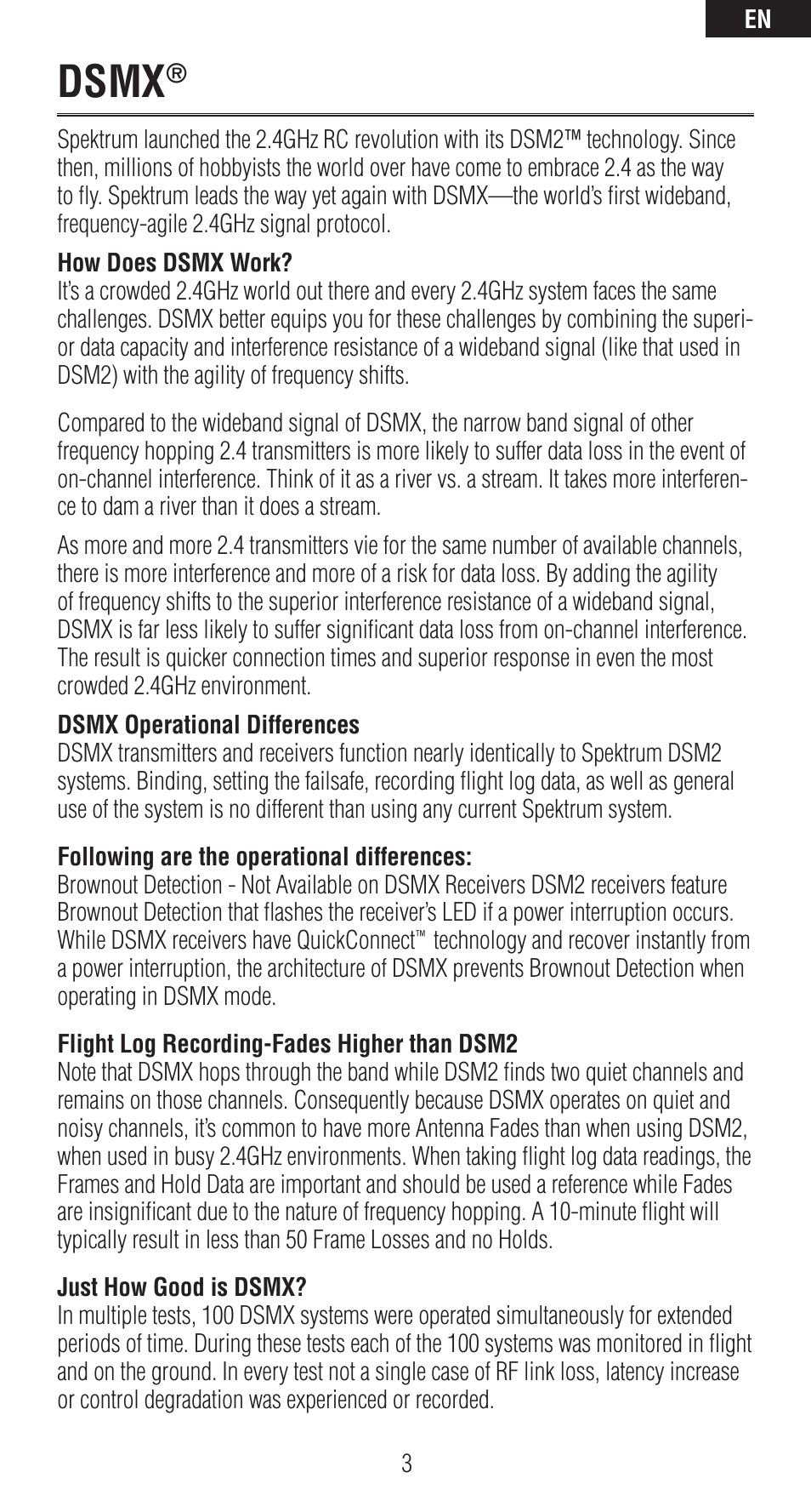 Dsmx | Spektrum SPMAR6410T User Manual | Page 3 / 69