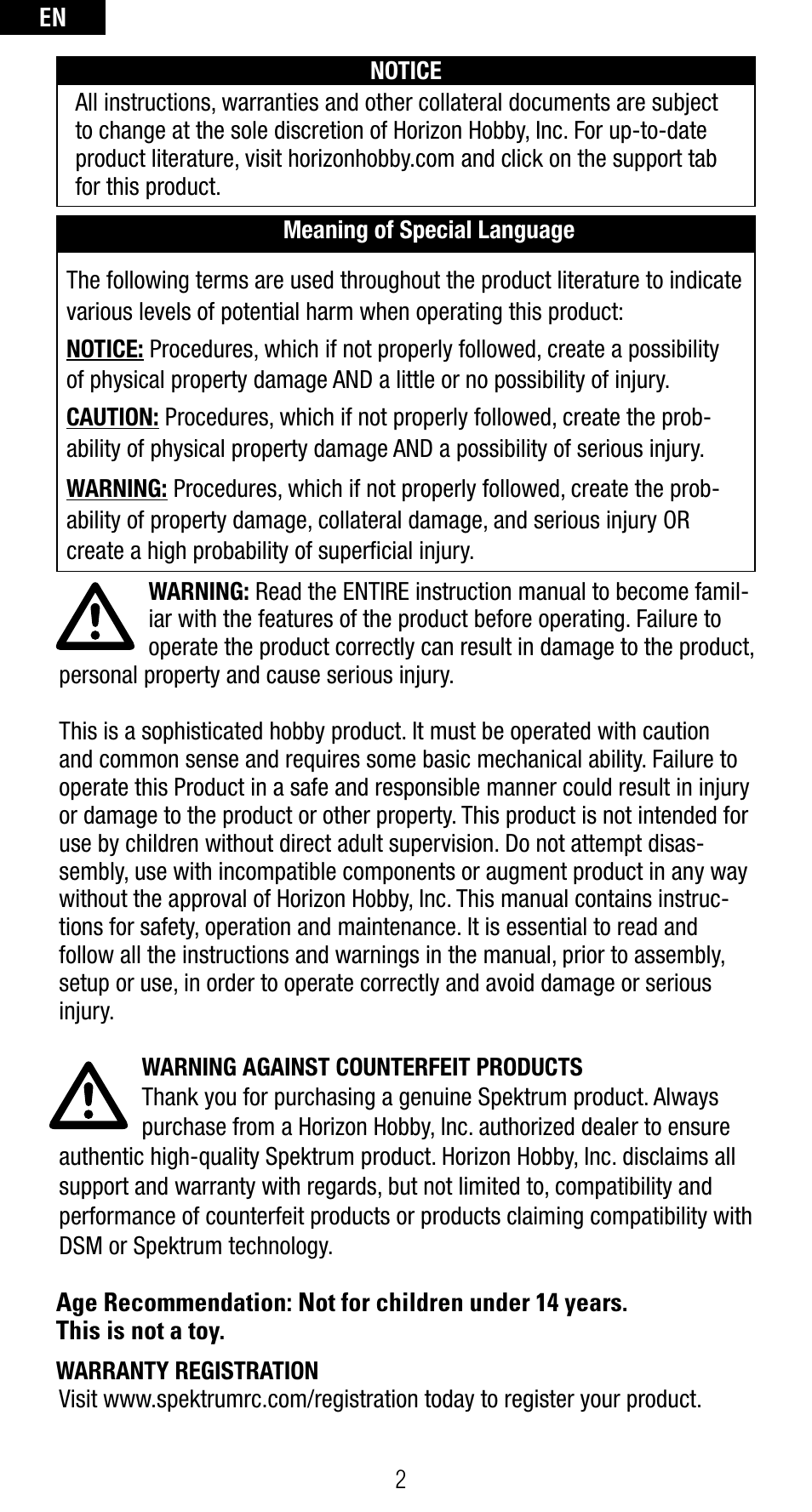 Spektrum SPMAR6410NBL User Manual | Page 2 / 56
