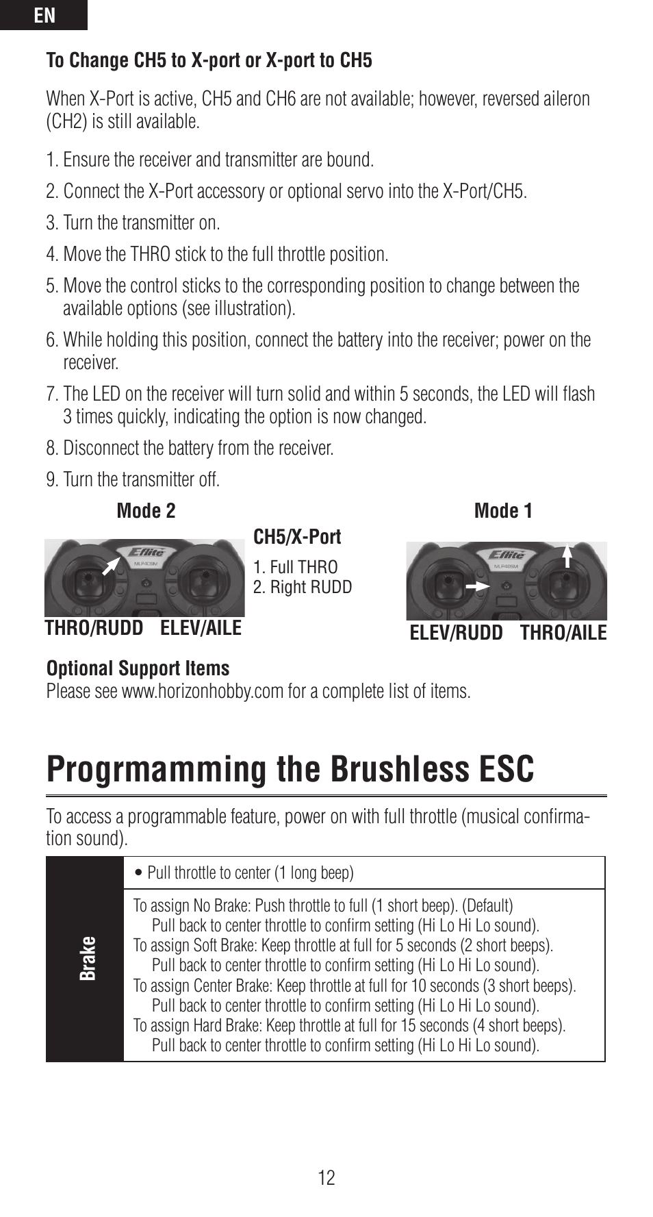 Progrmamming the brushless esc | Spektrum SPMAR6410LBL User Manual | Page 12 / 76