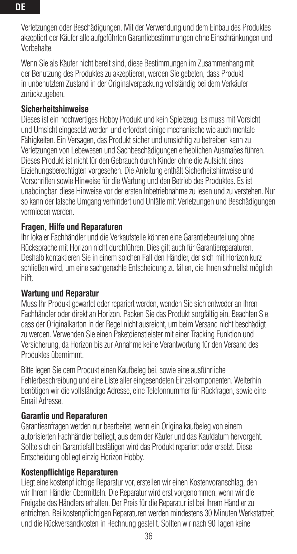 Spektrum SPMAR6410LBL User Manual | Page 36 / 76