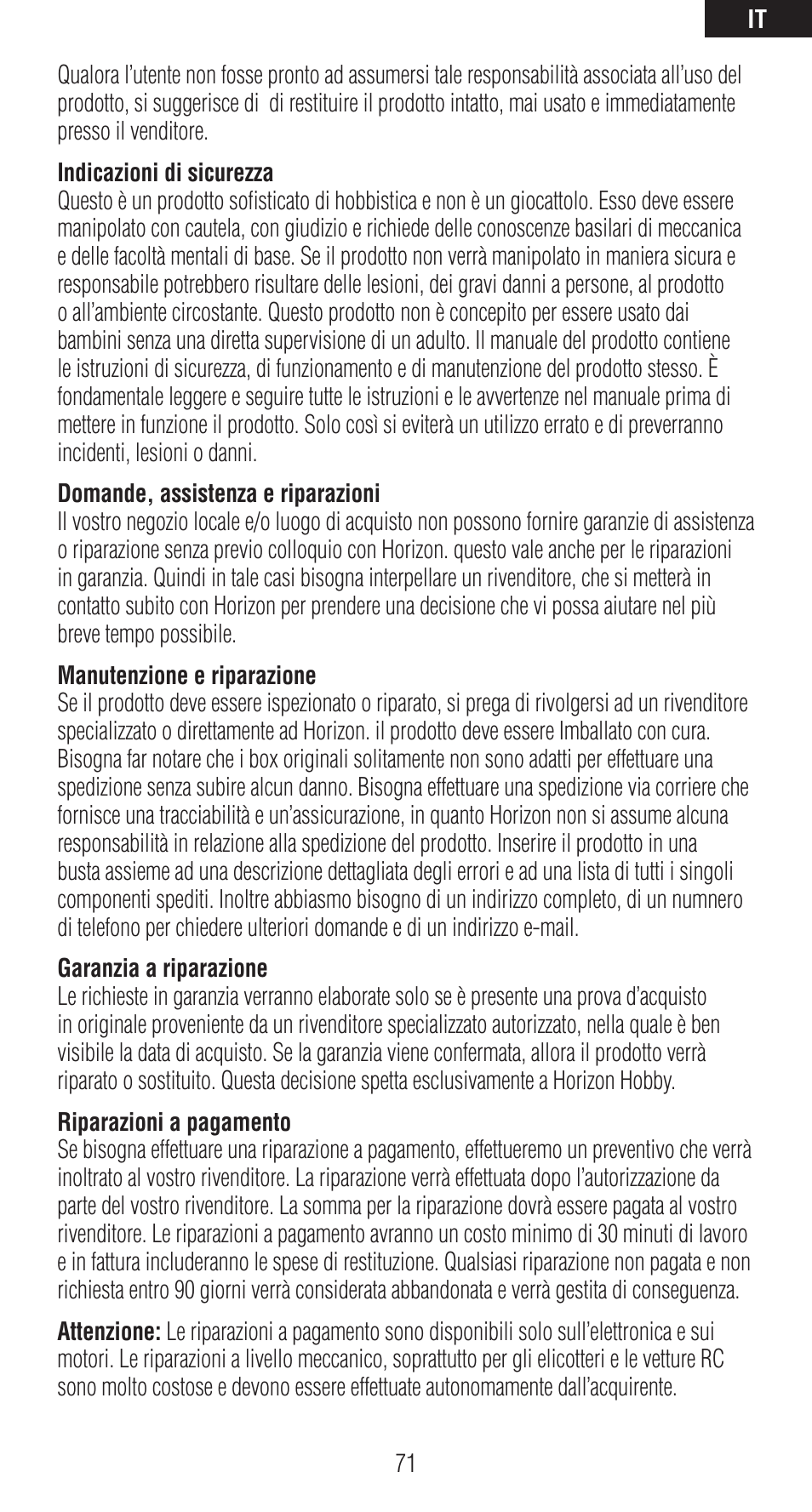 Spektrum SPMAR6410LBL User Manual | Page 71 / 76