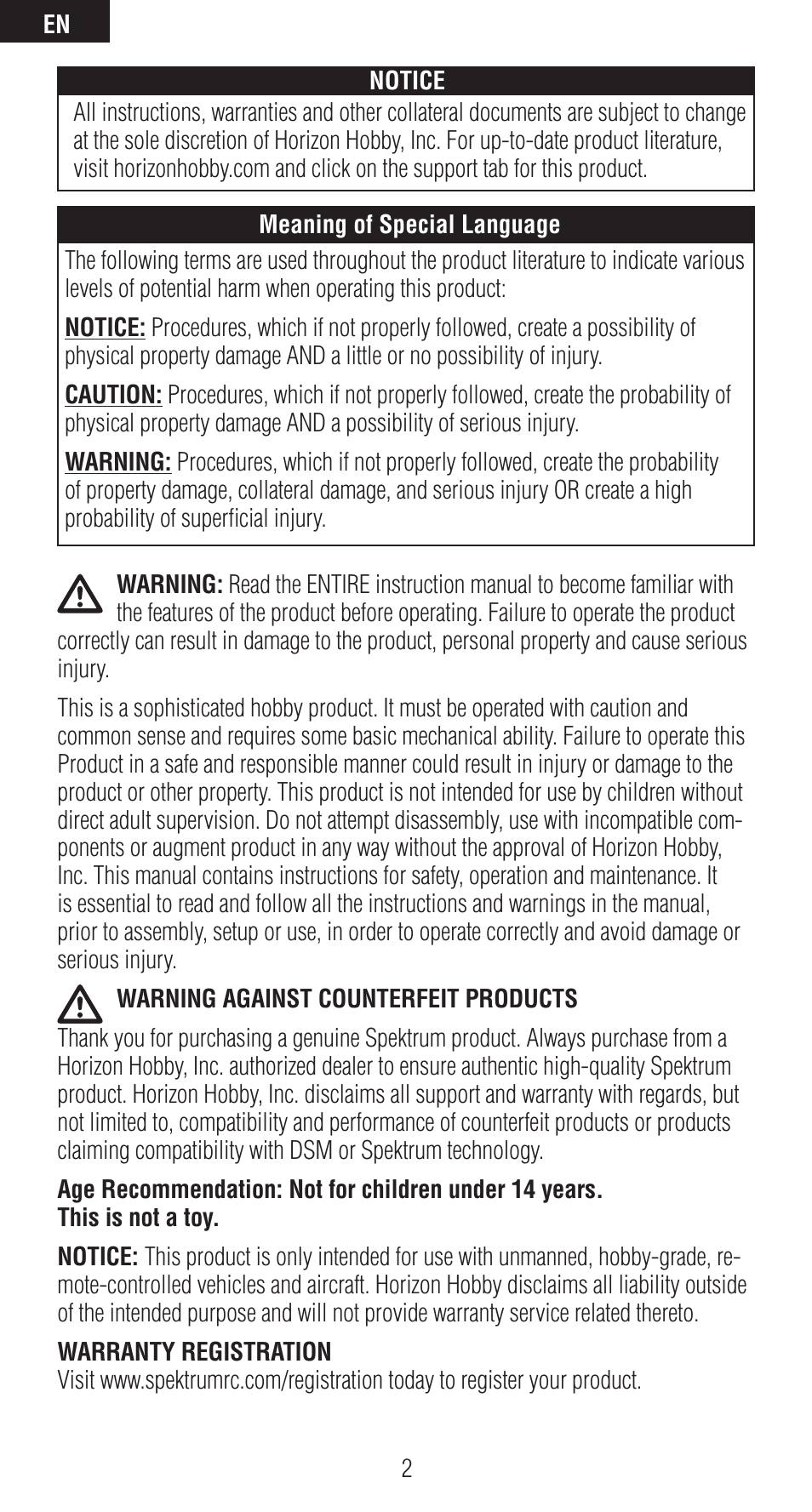 Spektrum SPMAR6410 User Manual | Page 2 / 72