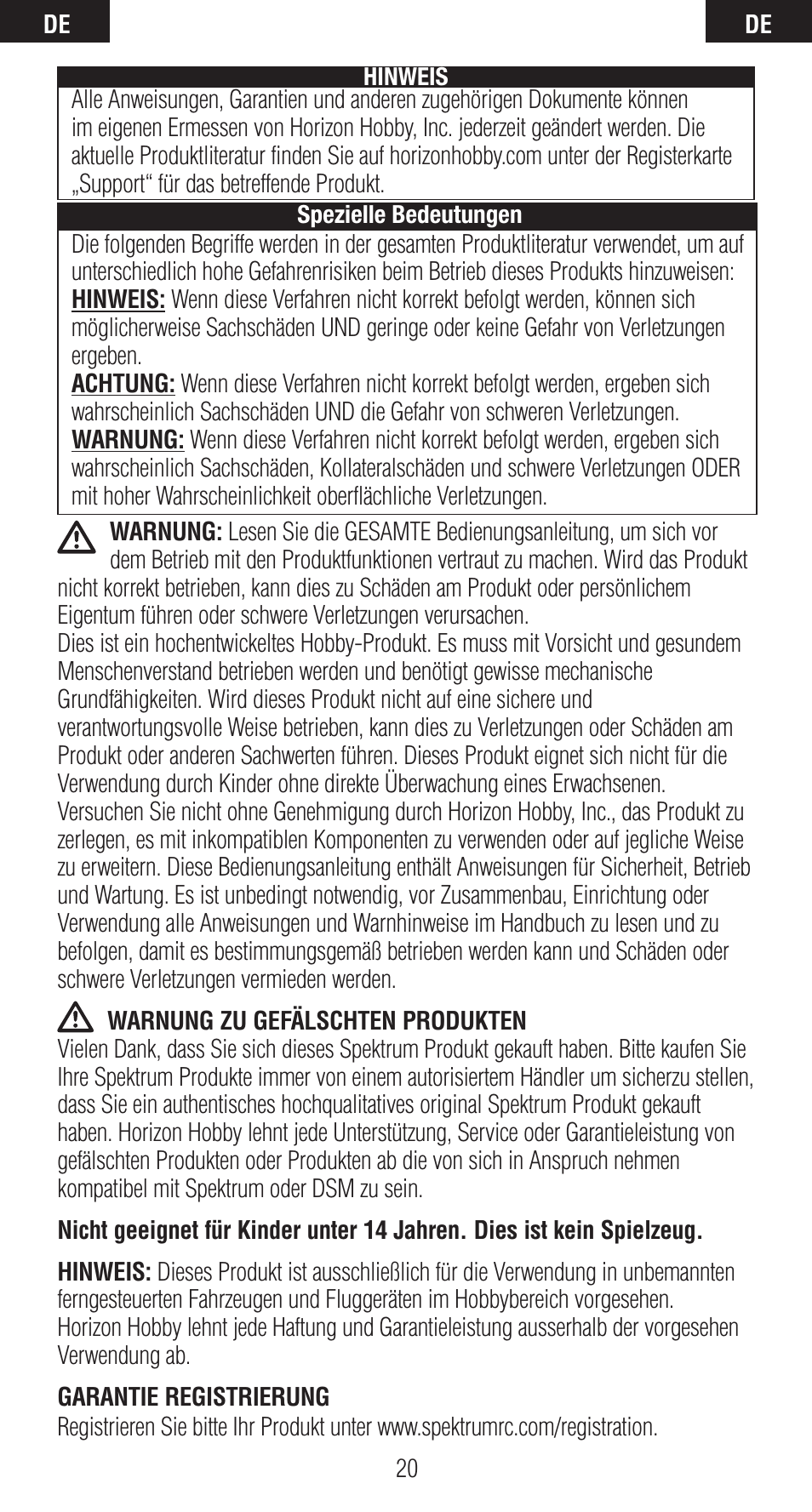 Spektrum SPMAR6410 User Manual | Page 20 / 72