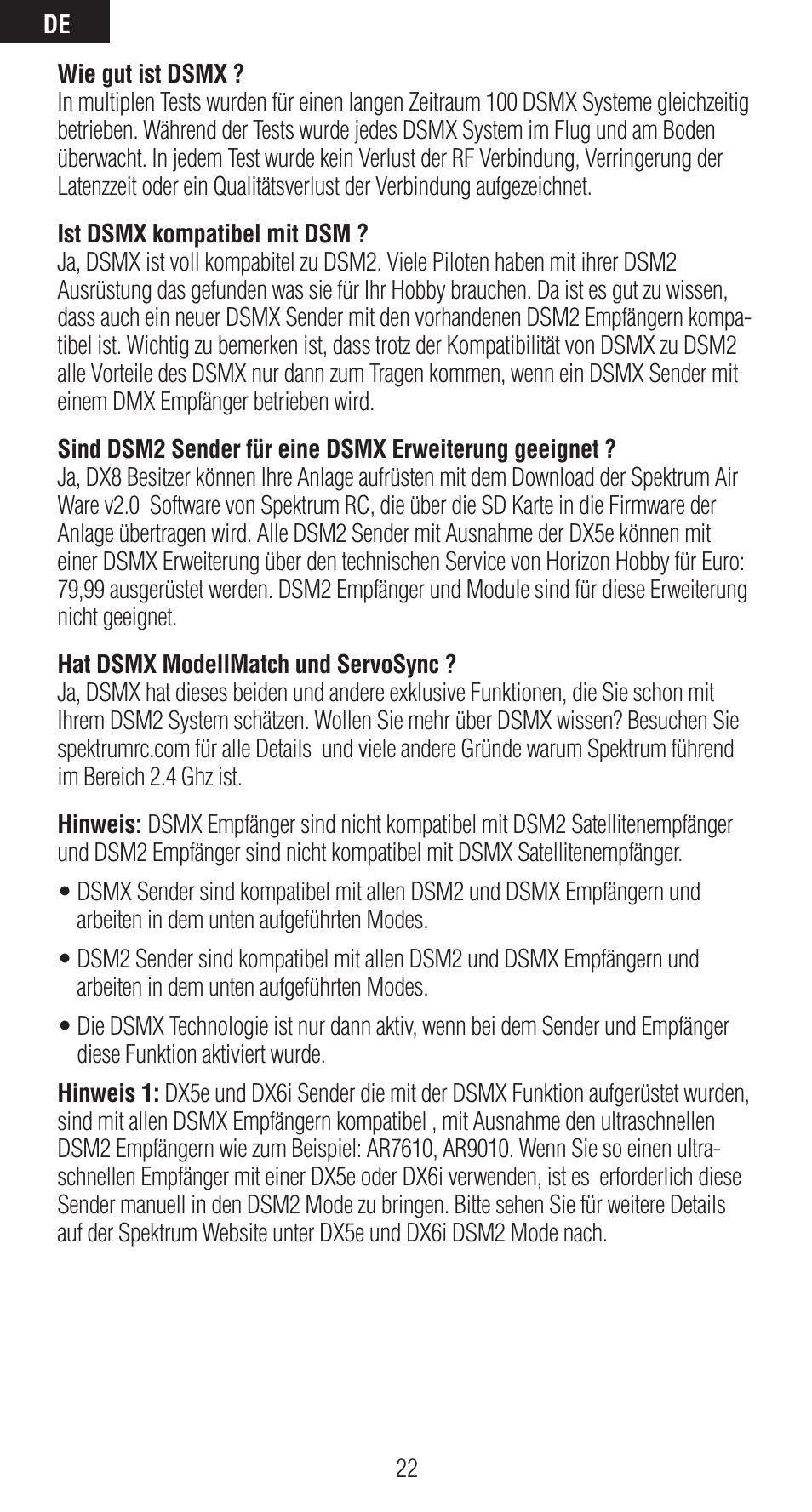 Spektrum SPMAR6410 User Manual | Page 22 / 72