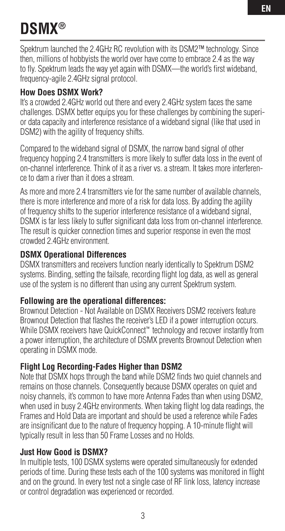 Dsmx | Spektrum SPMAR6410 User Manual | Page 3 / 72