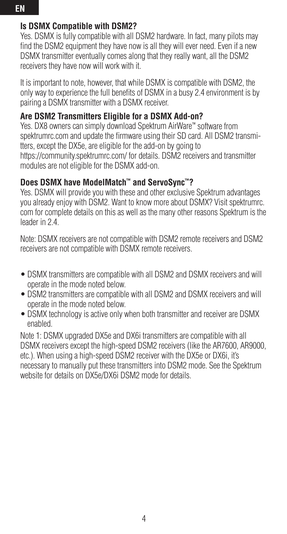 Spektrum SPMAR6410 User Manual | Page 4 / 72