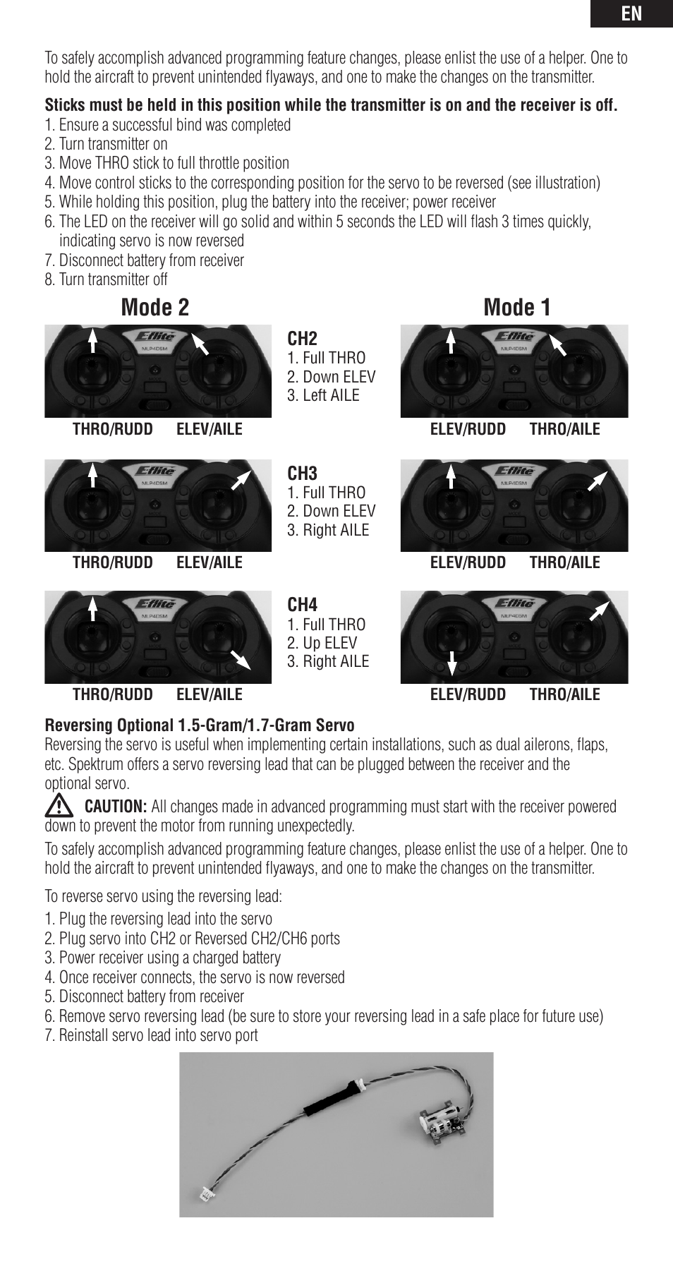 Mode 1, Mode 2 | Spektrum SPMAR6400T User Manual | Page 7 / 13