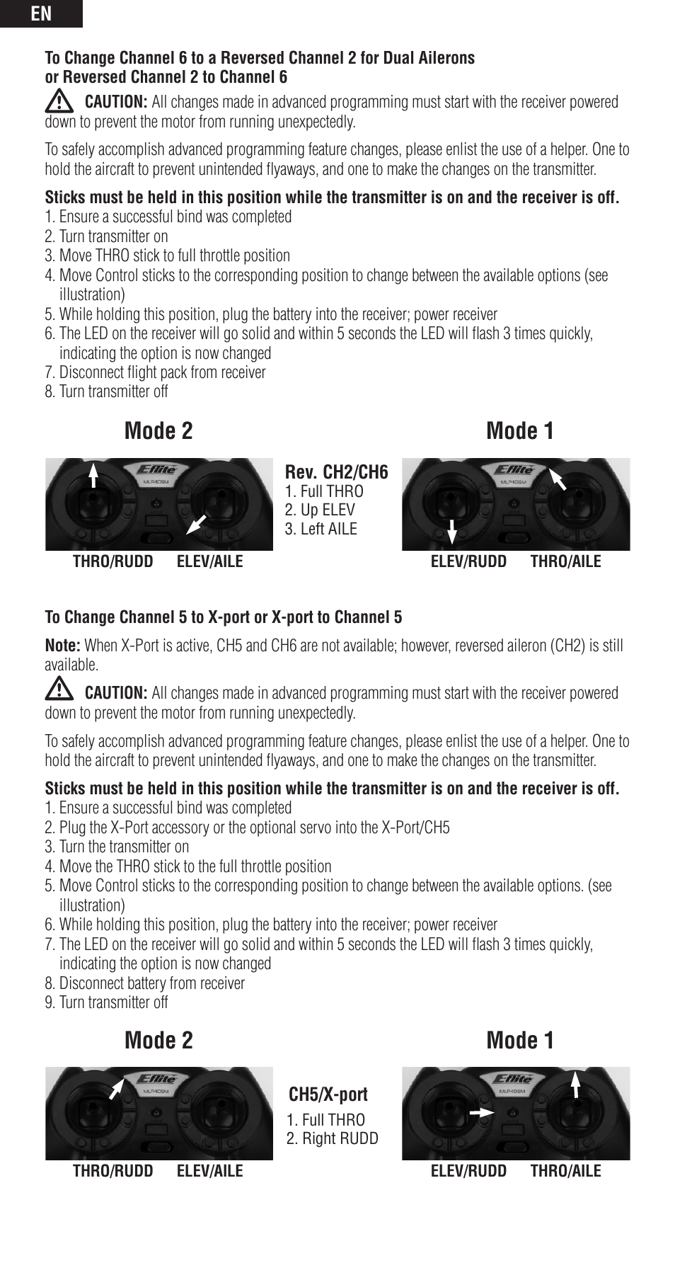 Mode 1, Mode 2 | Spektrum SPMAR6400T User Manual | Page 8 / 13