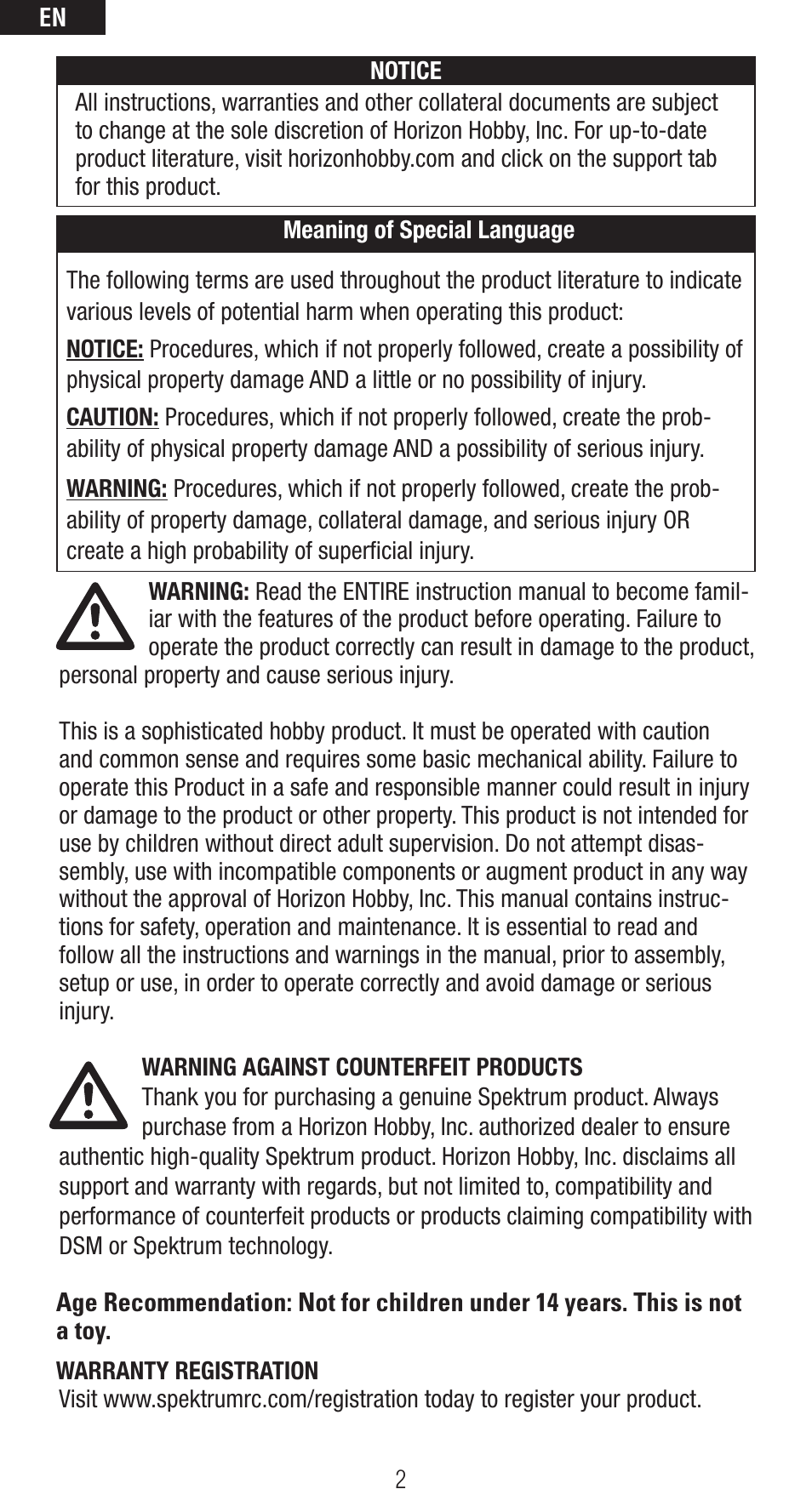 Spektrum SPMAR6400NBL User Manual | Page 2 / 16