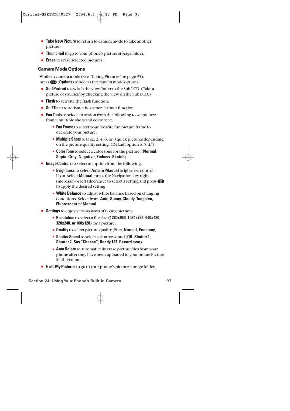 Camera mode options | Audiovox PM-8920 User Manual | Page 106 / 206