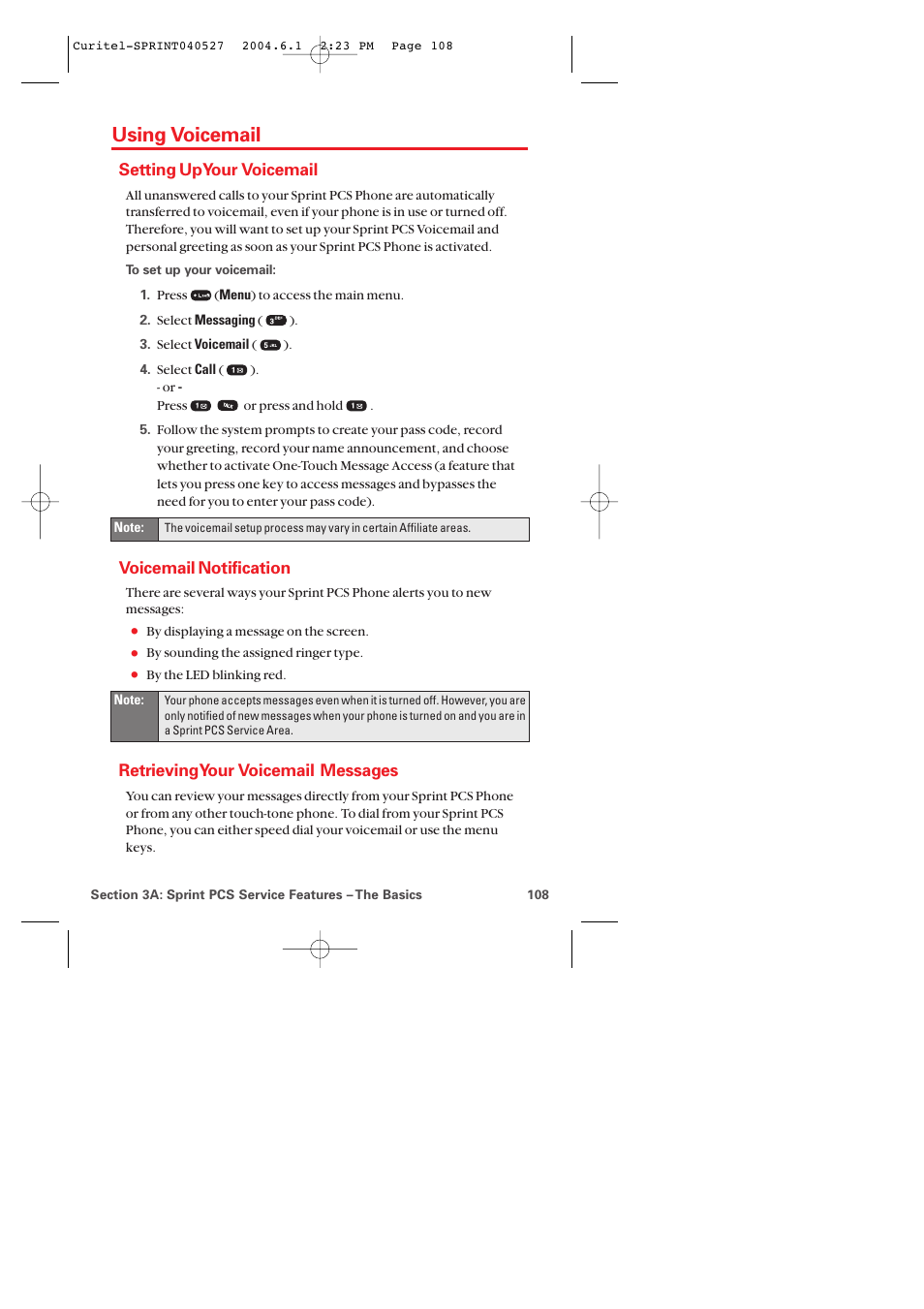 Using voicemail, Setting up your voicemail, Voicemail notification | Retrieving your voicemail messages | Audiovox PM-8920 User Manual | Page 117 / 206