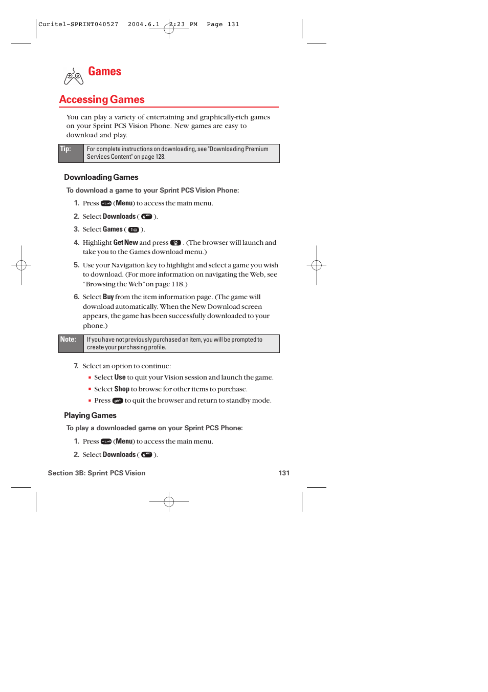 Accessing games, Games | Audiovox PM-8920 User Manual | Page 140 / 206