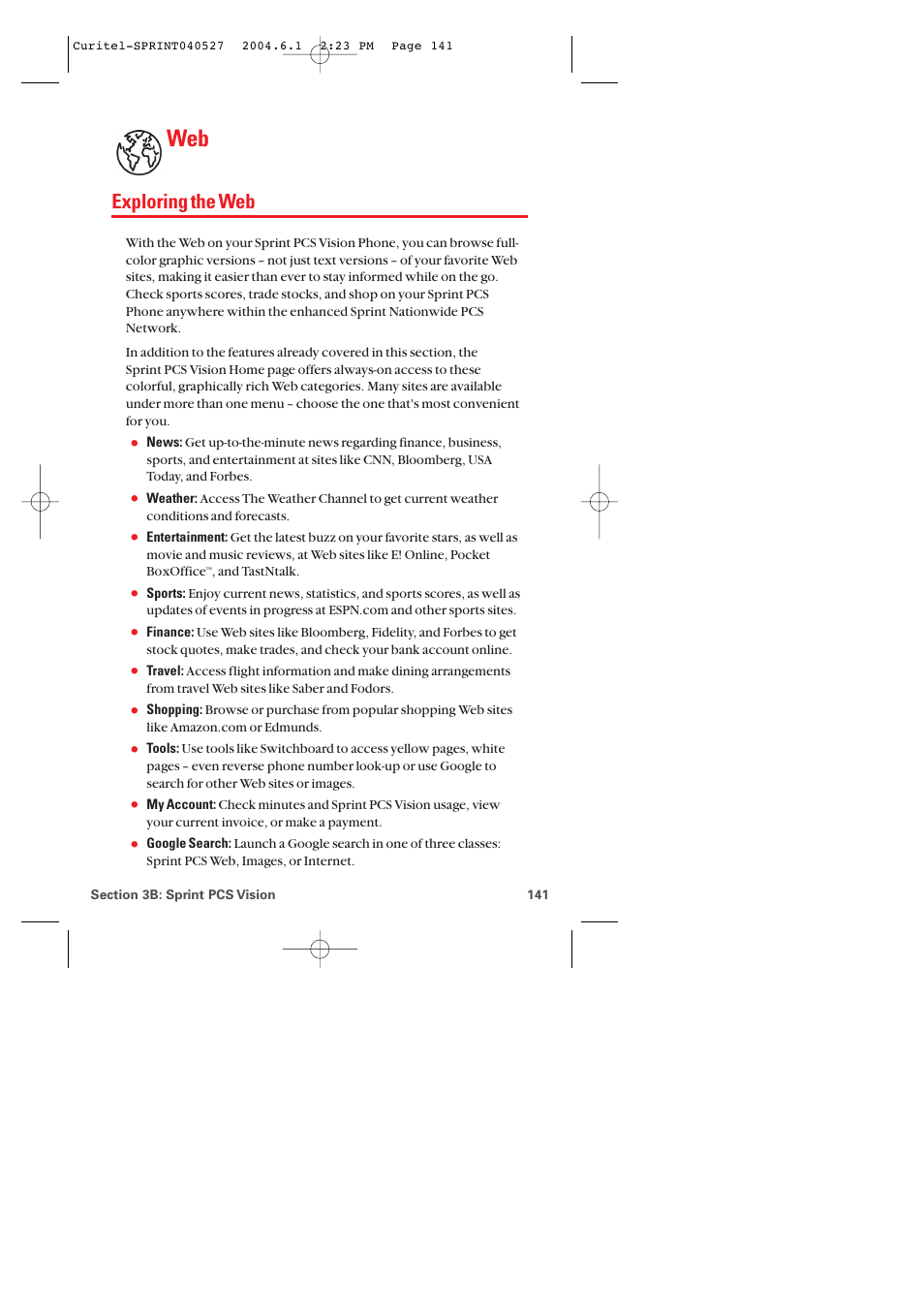 Exploring the web | Audiovox PM-8920 User Manual | Page 150 / 206