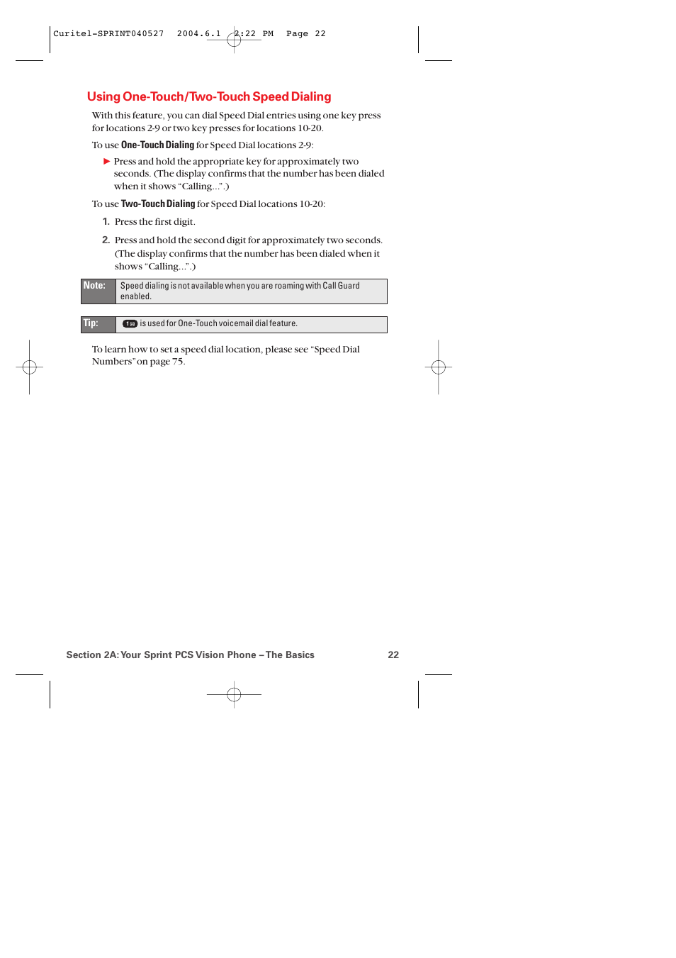 Using one-touch/two-touch speed dialing | Audiovox PM-8920 User Manual | Page 31 / 206