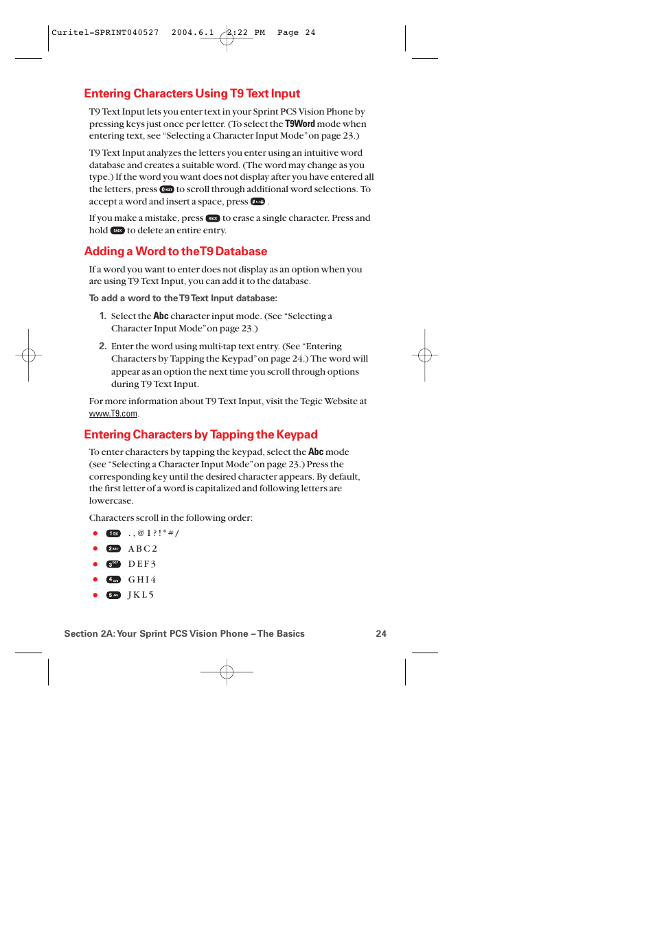 Entering characters using t9 text input, Adding a word to the t9 database, Entering characters by tapping the keypad | Audiovox PM-8920 User Manual | Page 33 / 206