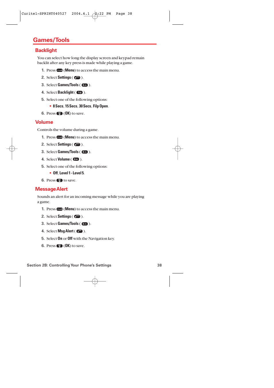 Games/tools, Backlight, Volume | Message alert | Audiovox PM-8920 User Manual | Page 47 / 206