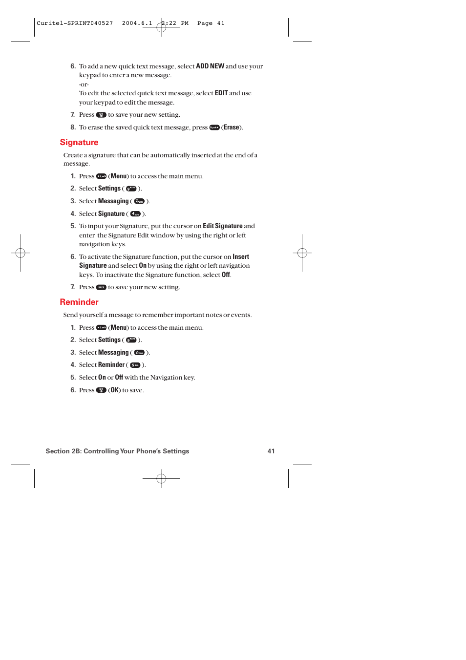 Signature, Reminder | Audiovox PM-8920 User Manual | Page 50 / 206