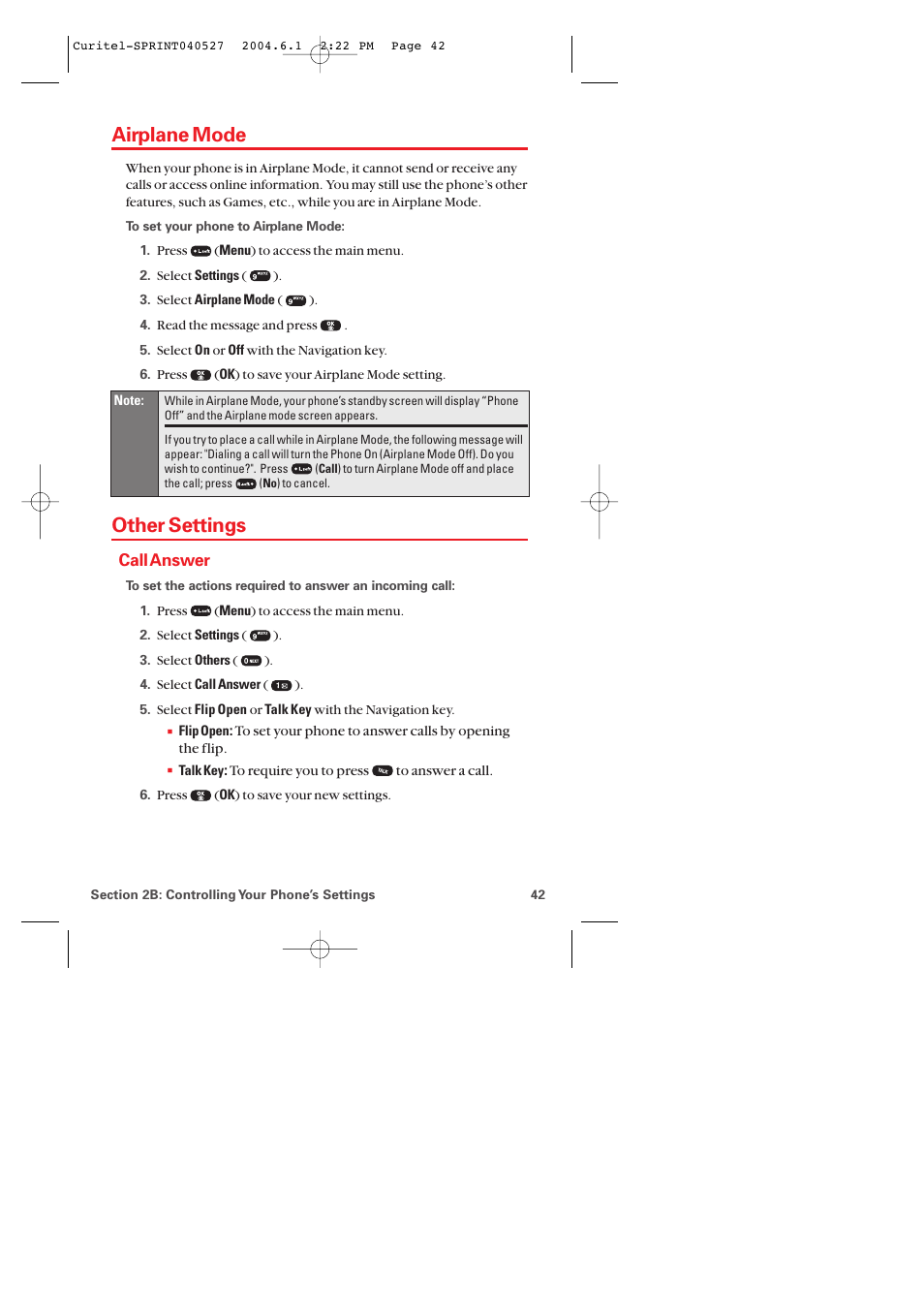 Airplane mode, Others settings, Call answer | Other settings | Audiovox PM-8920 User Manual | Page 51 / 206