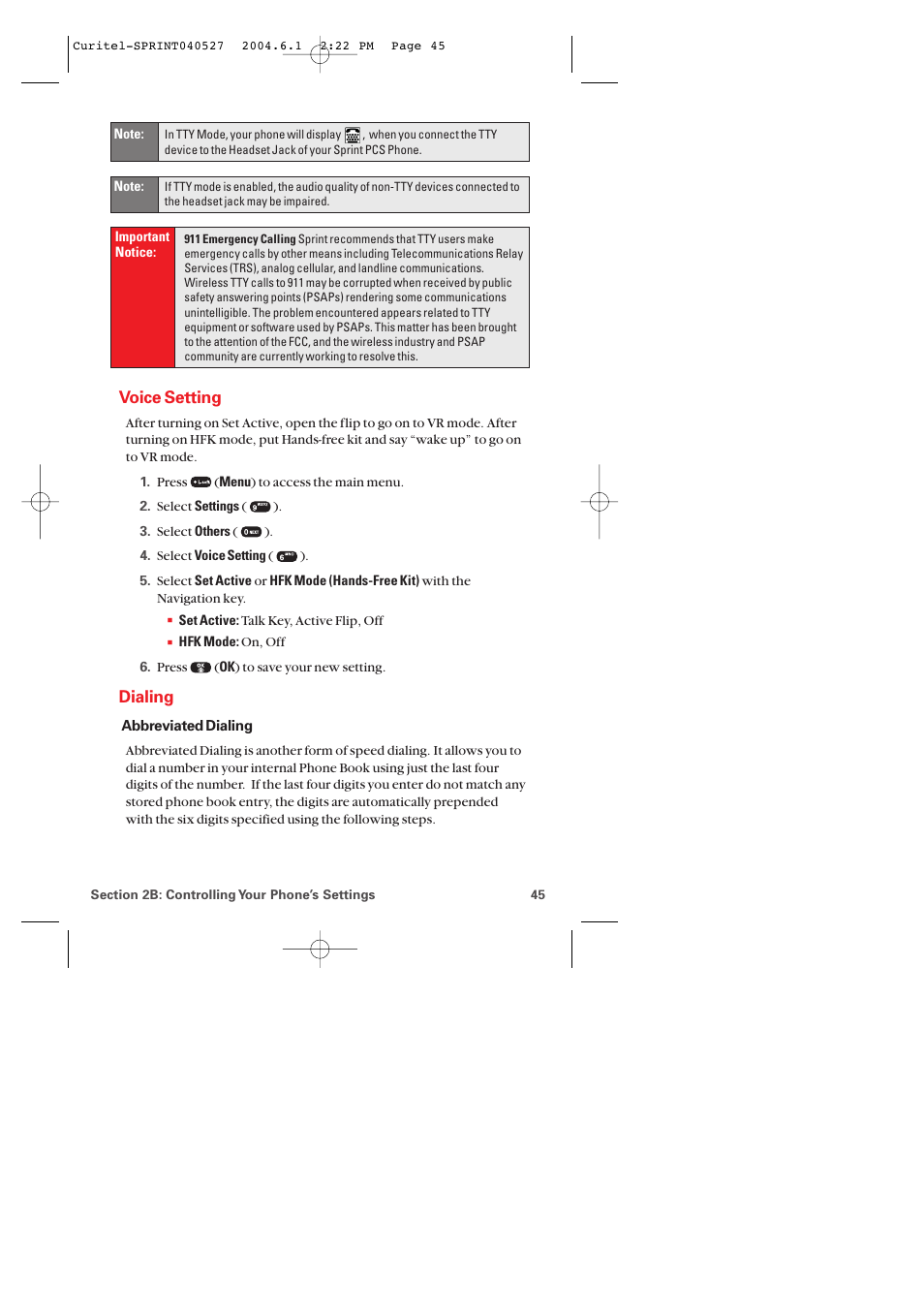 Voice setting, Dialing | Audiovox PM-8920 User Manual | Page 54 / 206