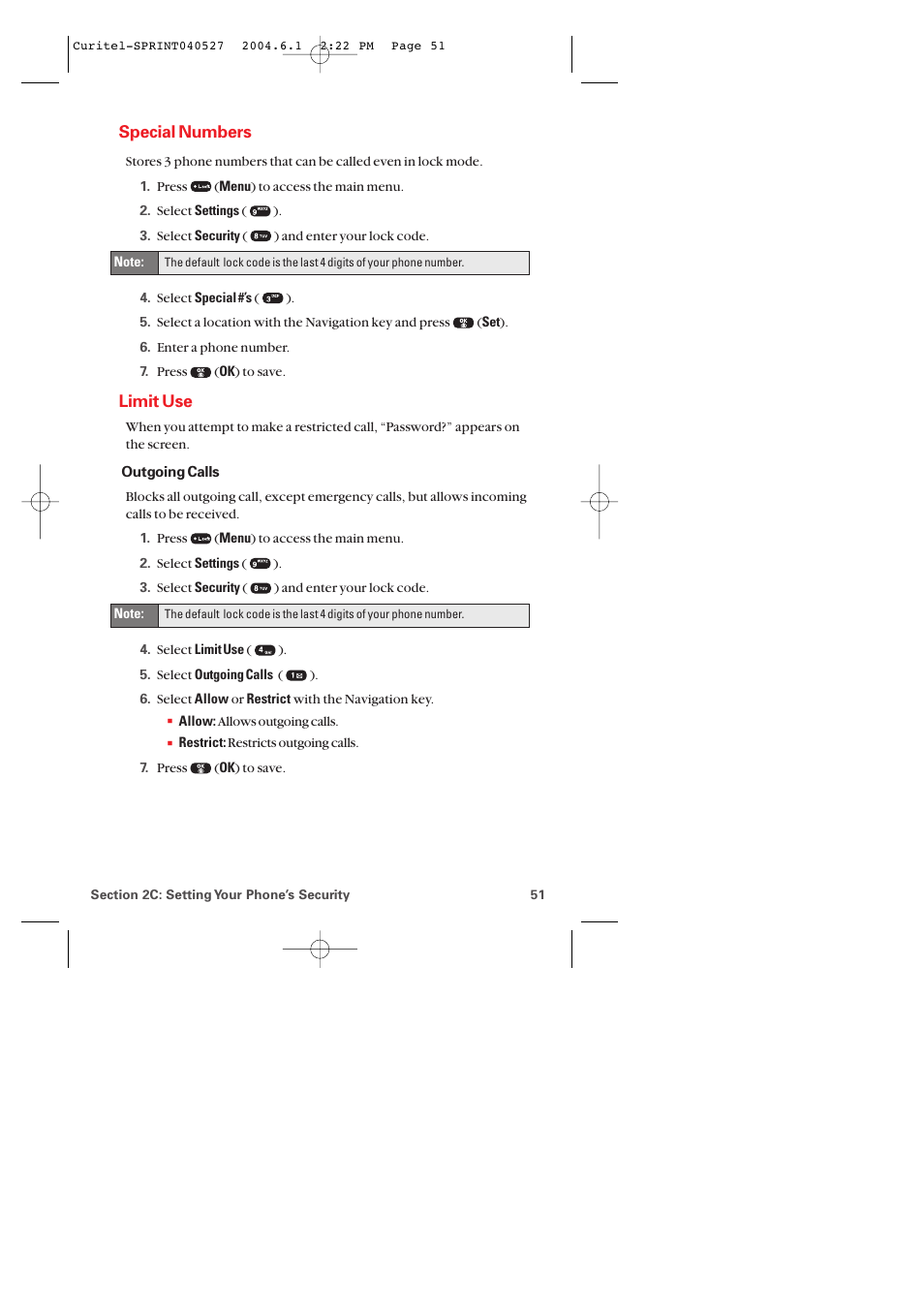Special numbers, Limit use | Audiovox PM-8920 User Manual | Page 60 / 206