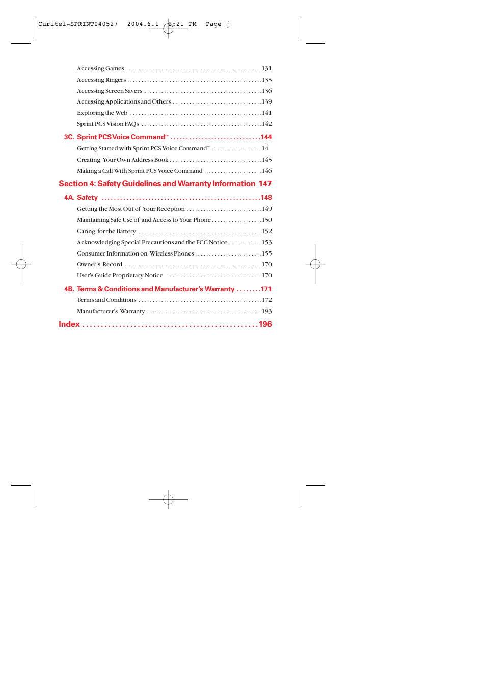 Index | Audiovox PM-8920 User Manual | Page 7 / 206