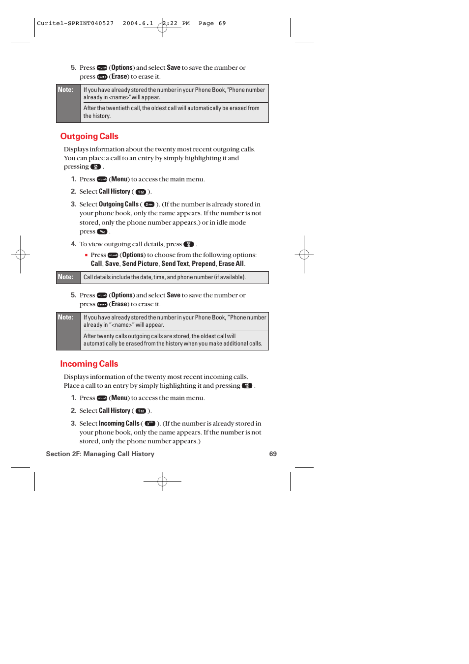 Outgoing calls, Incoming calls | Audiovox PM-8920 User Manual | Page 78 / 206