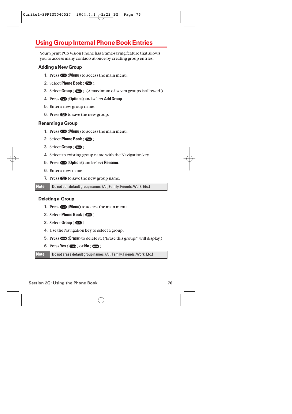 Using group internal phone book entries | Audiovox PM-8920 User Manual | Page 85 / 206