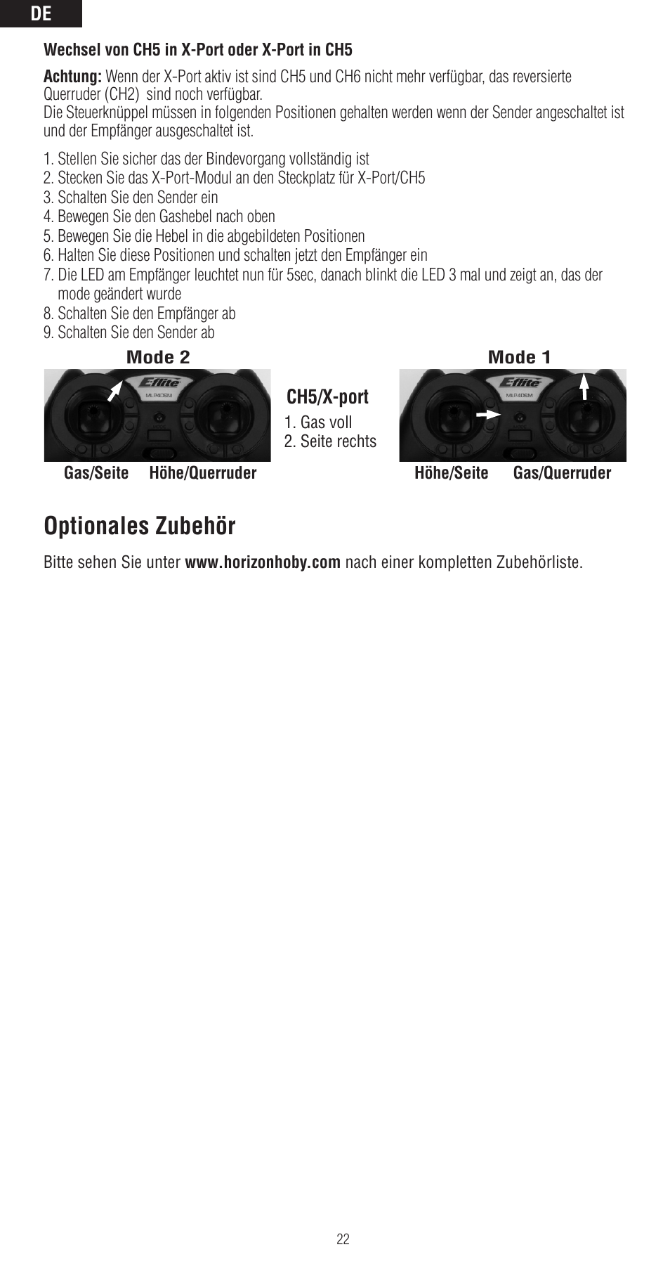 Optionales zubehör | Spektrum SPMAR6400LBL User Manual | Page 22 / 60