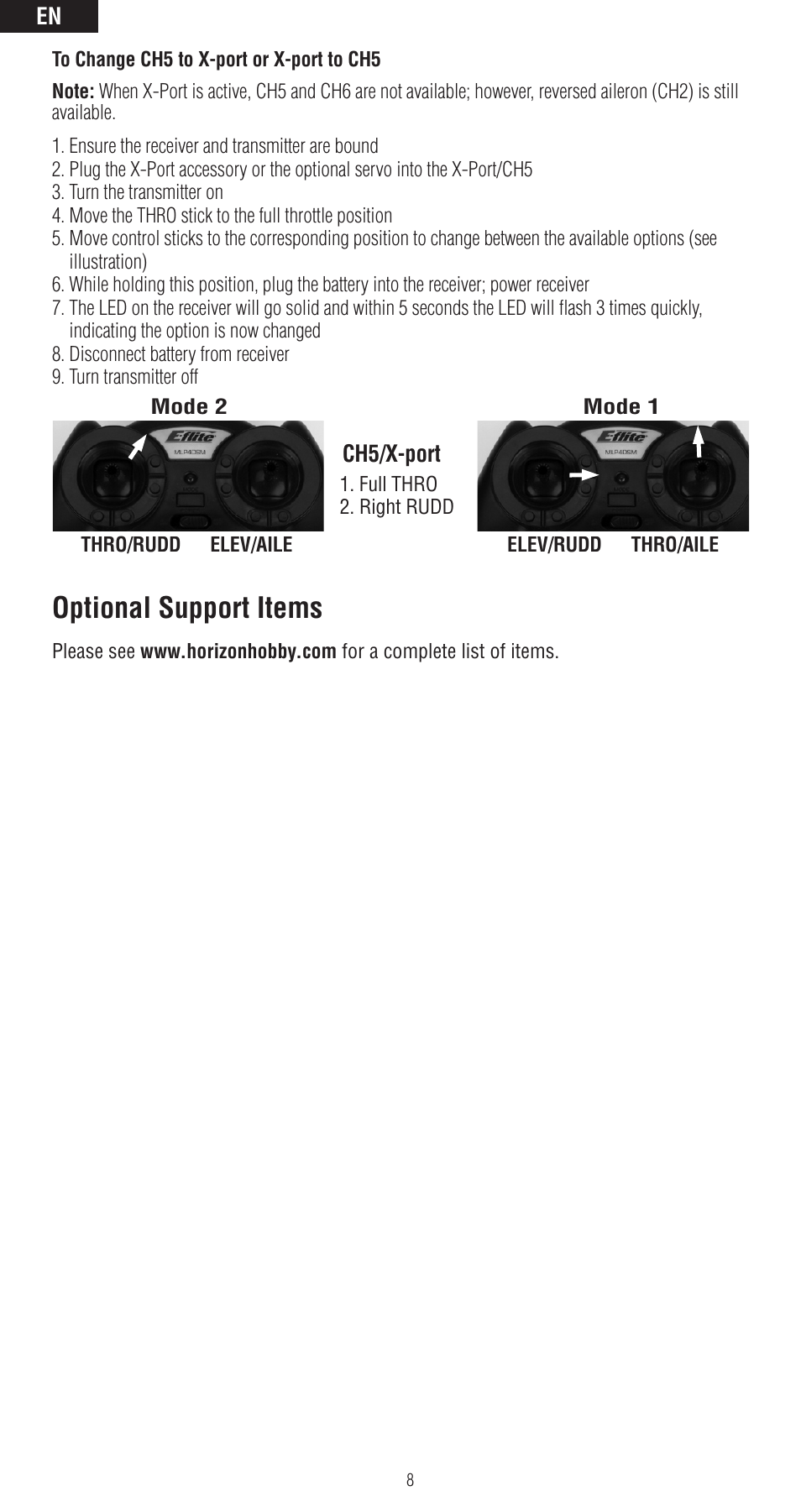 Optional support items | Spektrum SPMAR6400LBL User Manual | Page 8 / 60