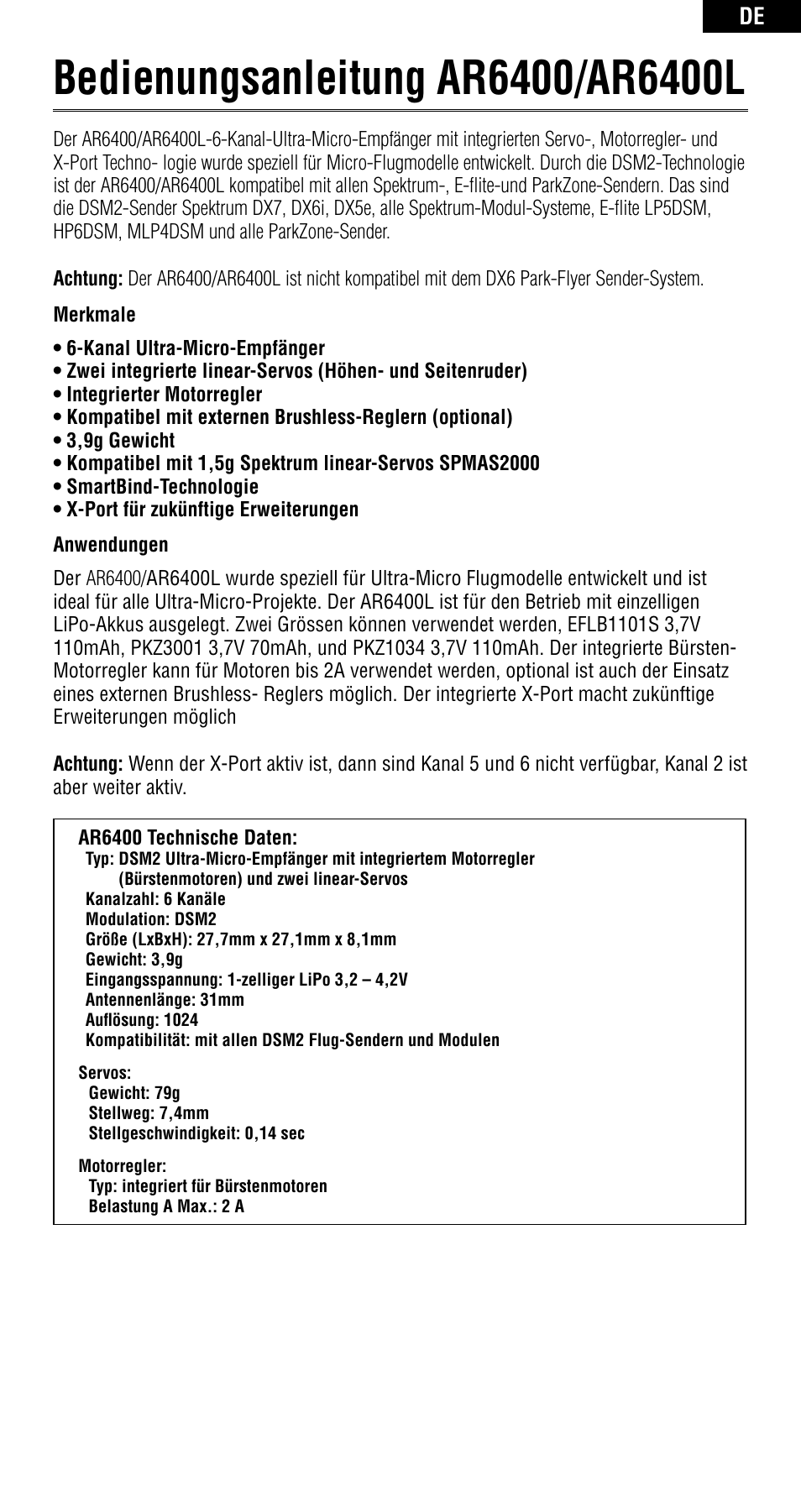Spektrum SPMAR6400 User Manual | Page 15 / 55