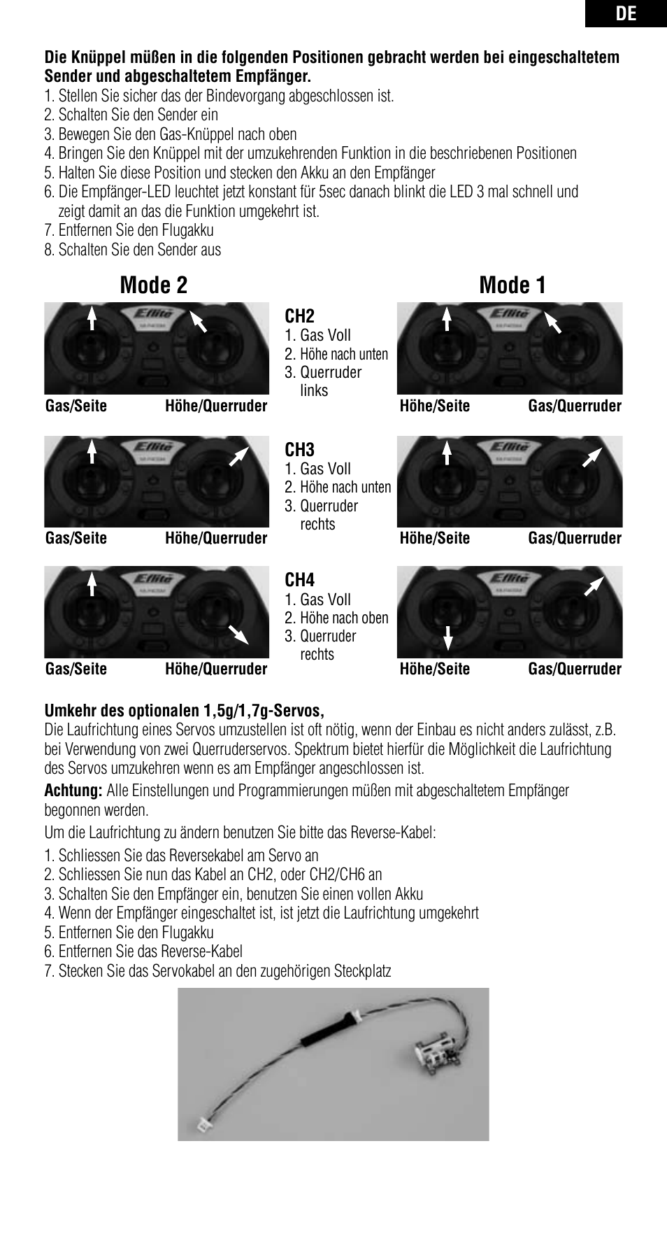 Mode 1, Mode 2 | Spektrum SPMAR6400 User Manual | Page 19 / 55